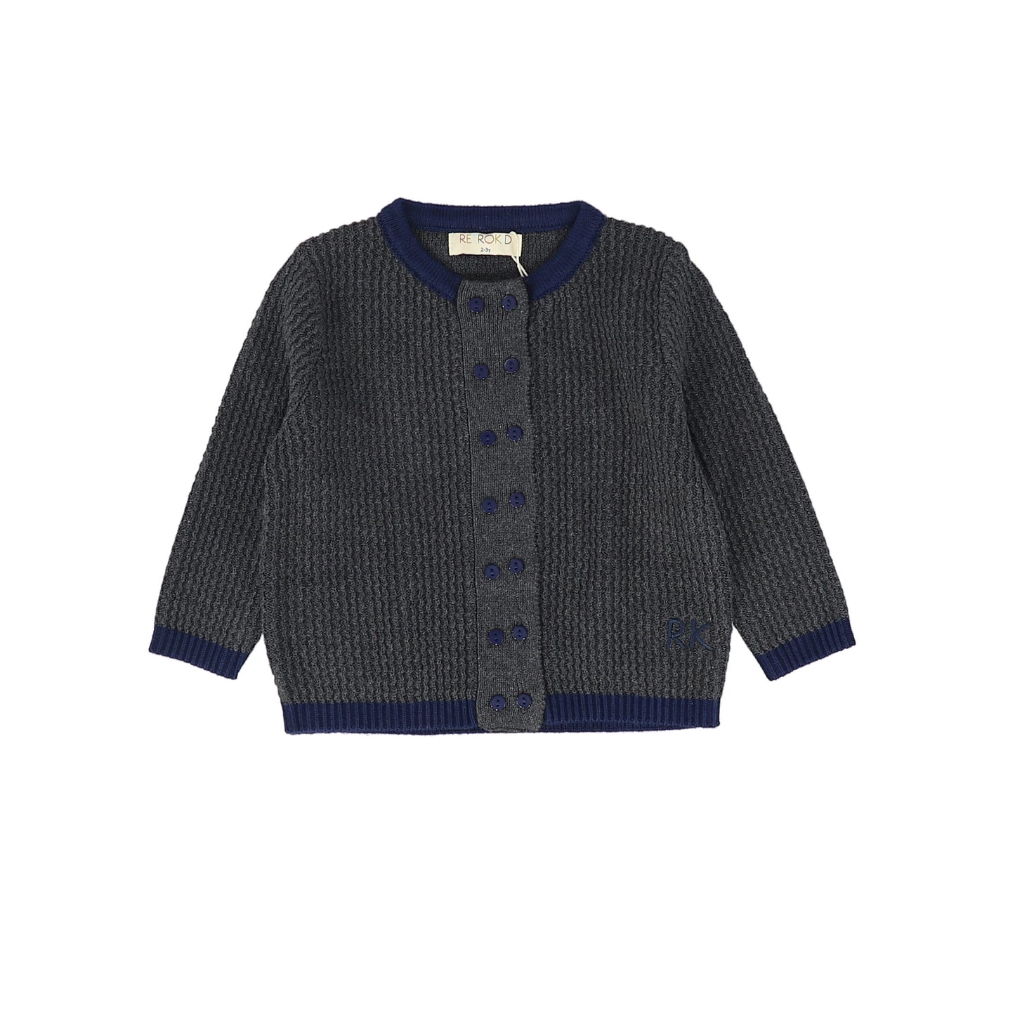 RETRO KID CHARCOAL KNIT BUTTON CARDIGAN