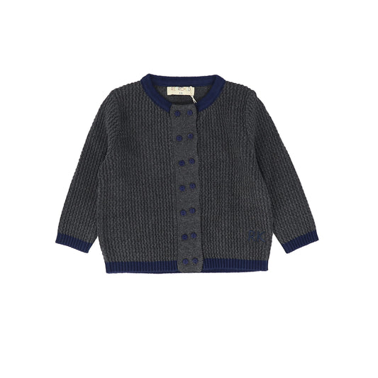RETRO KID CHARCOAL KNIT BUTTON CARDIGAN
