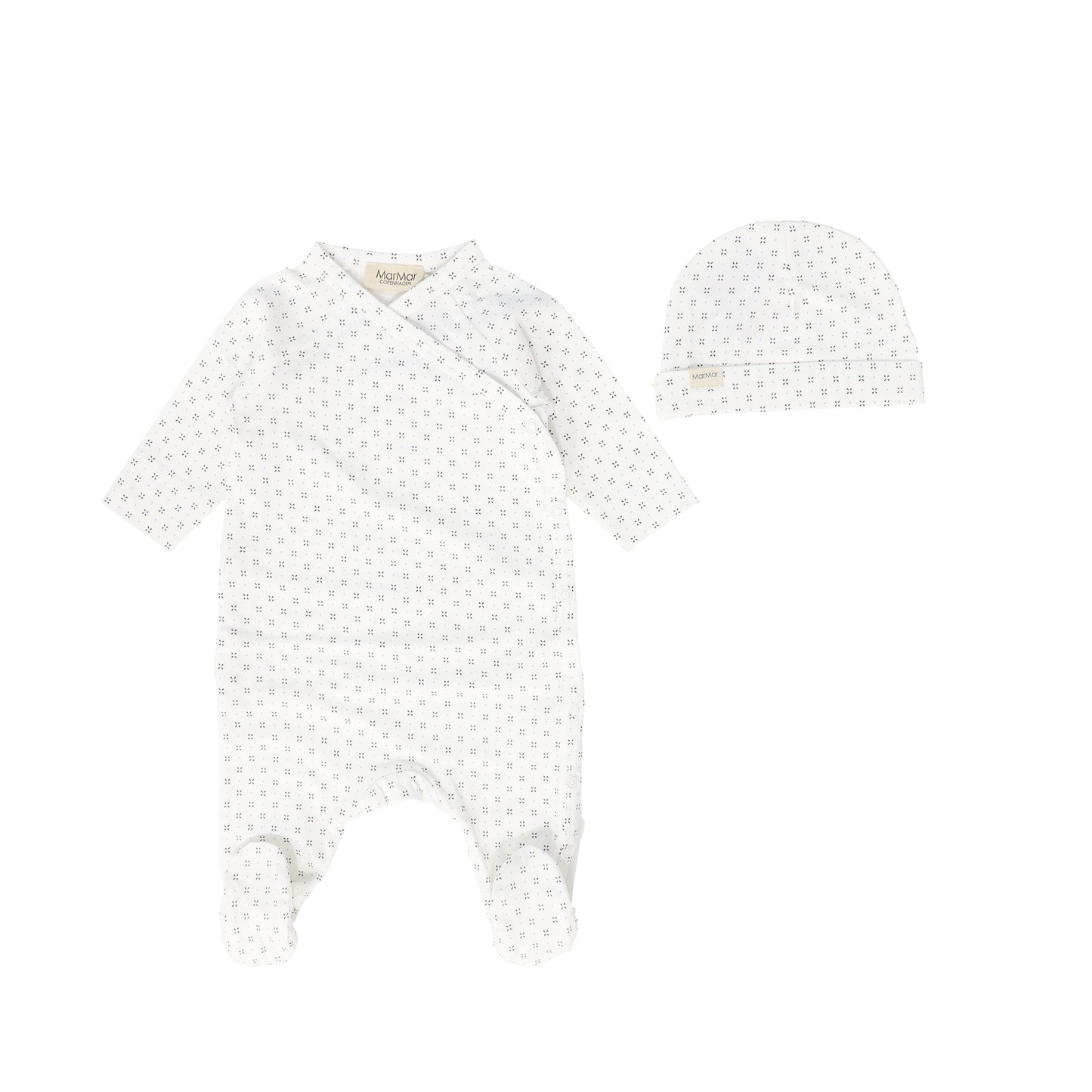 MARMAR COPENHAGEN WHITE DESIGN PRINT FOOTIE + BEANIE