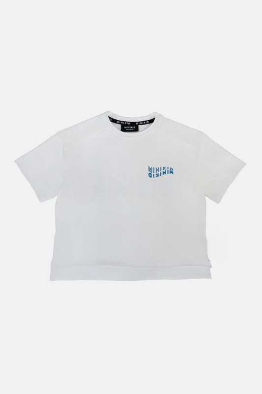 MINIKID WHITE/BLUE WORDED T-SHIRT