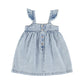 PIUPIUCHICK BLUE DENIM WASH RUFFLE JUMPER