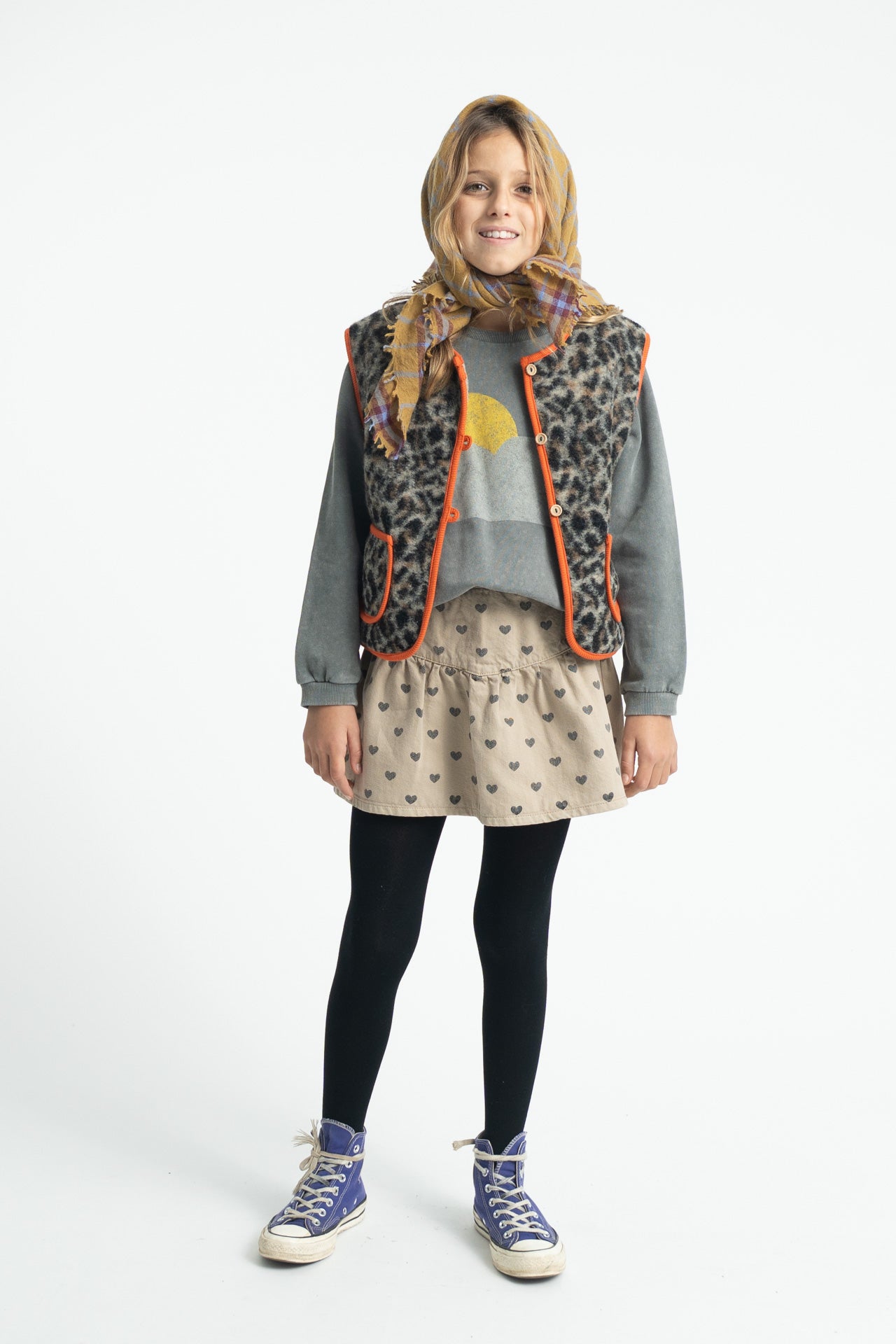 PIUPIUCHICK BEIGE HEART PRINT SKIRT
