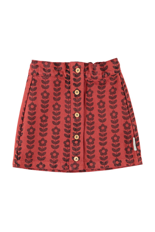 PIUPIUCHICK BURGUNDY FLOWER STRIPED SKIRT