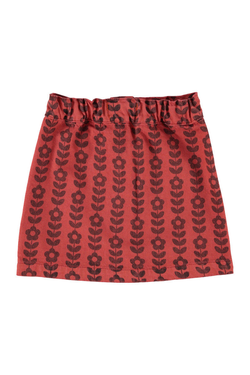 PIUPIUCHICK BURGUNDY FLOWER STRIPED SKIRT