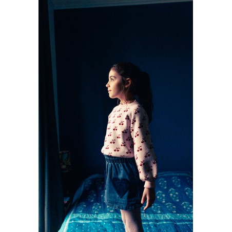 LOUIS LOUISE BLUE DENIM HEART PATCH SKIRT