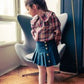 LOUIS LOUISE BLUE DENIM DROP WAIST PLEATED SKIRT