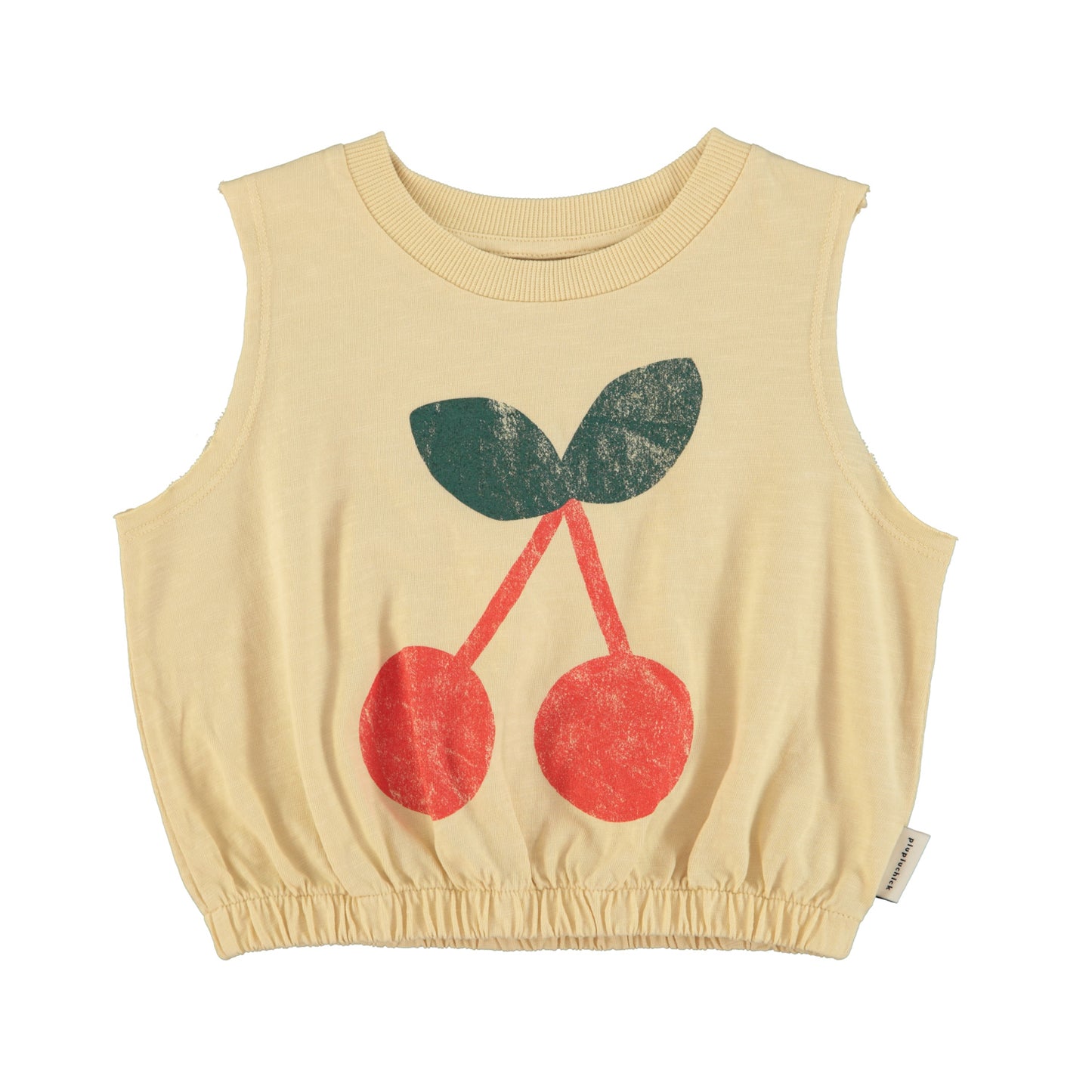 PIUPIUCHICK TAN CHERRY GATHERED T-SHIRT