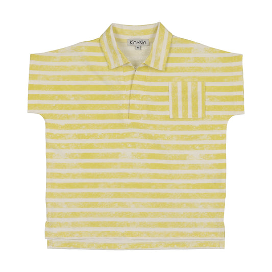 KIN & KIN NEON YELLOW STRIPE POLO