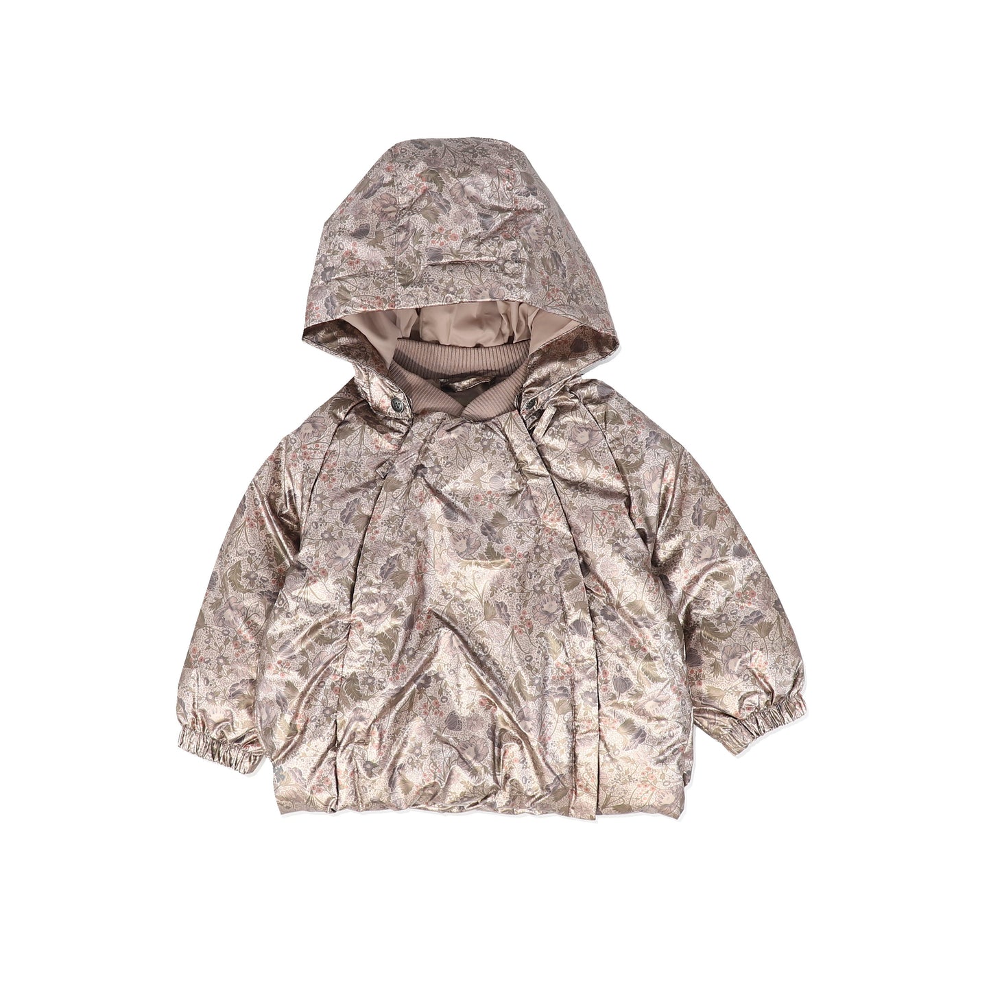 WHEAT LAVENDER METALLIC FLORAL PUFFER JACKET