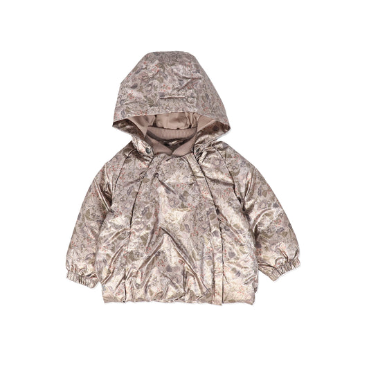 WHEAT LAVENDER METALLIC FLORAL PUFFER JACKET