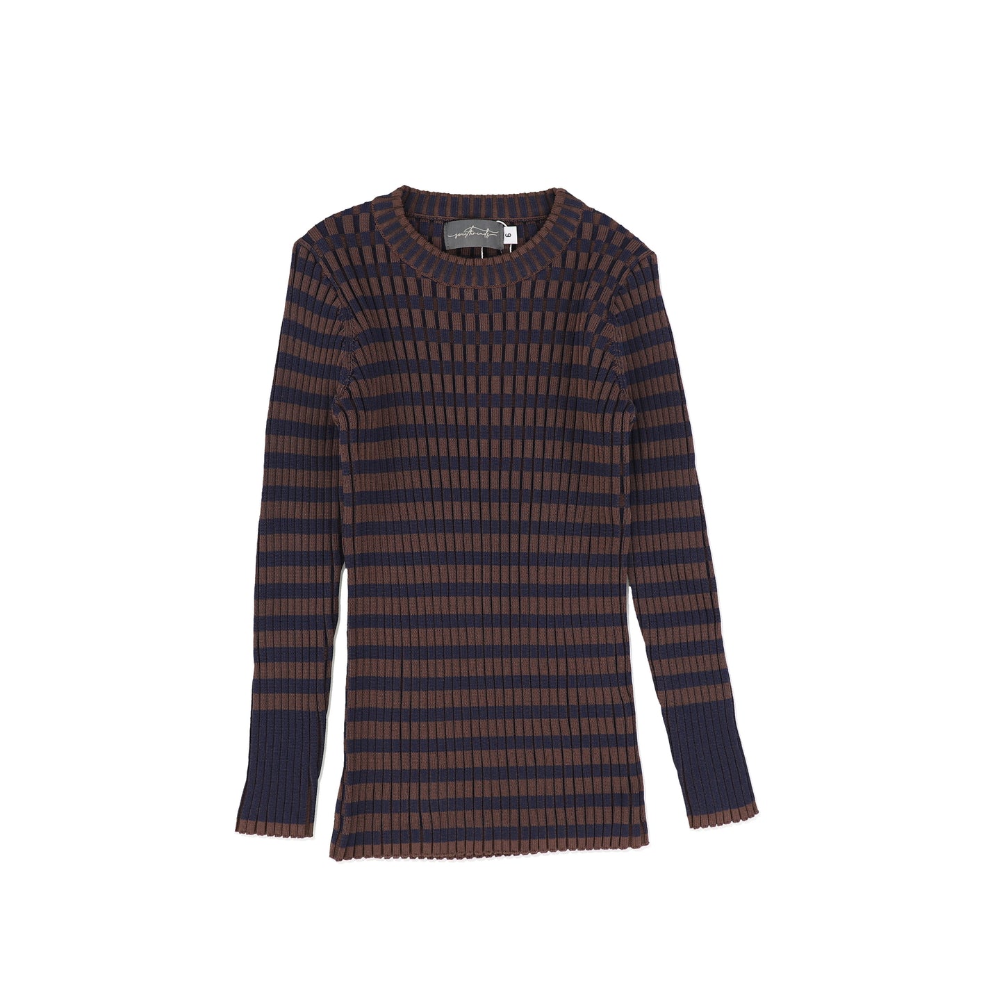 SWEET THREADS NAVY/BROWN BOX KNIT SWEATER [FINAL SALE]