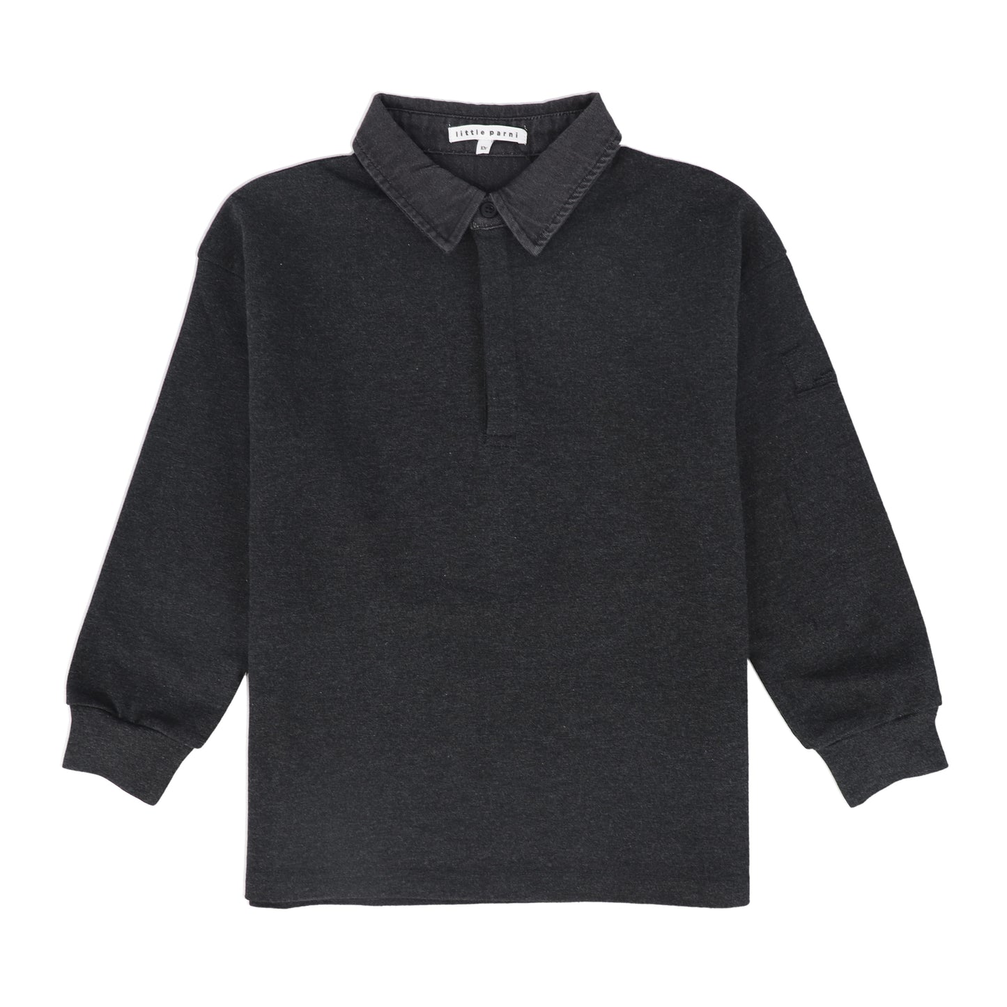 LITTLE PARNI GREY DENIM COLLARED POLO