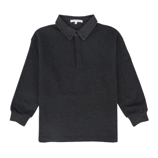 LITTLE PARNI GREY DENIM COLLARED POLO