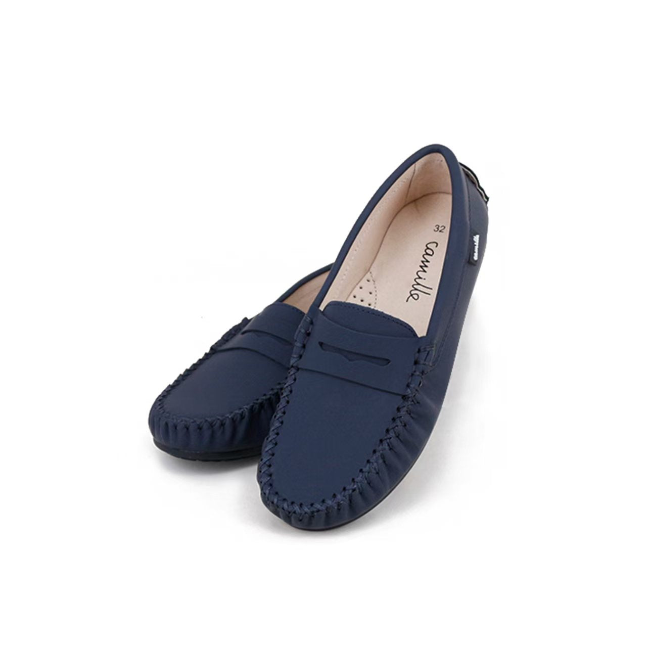 CAMILLE KIDS NAVY LEATHER PENNY LOAFER