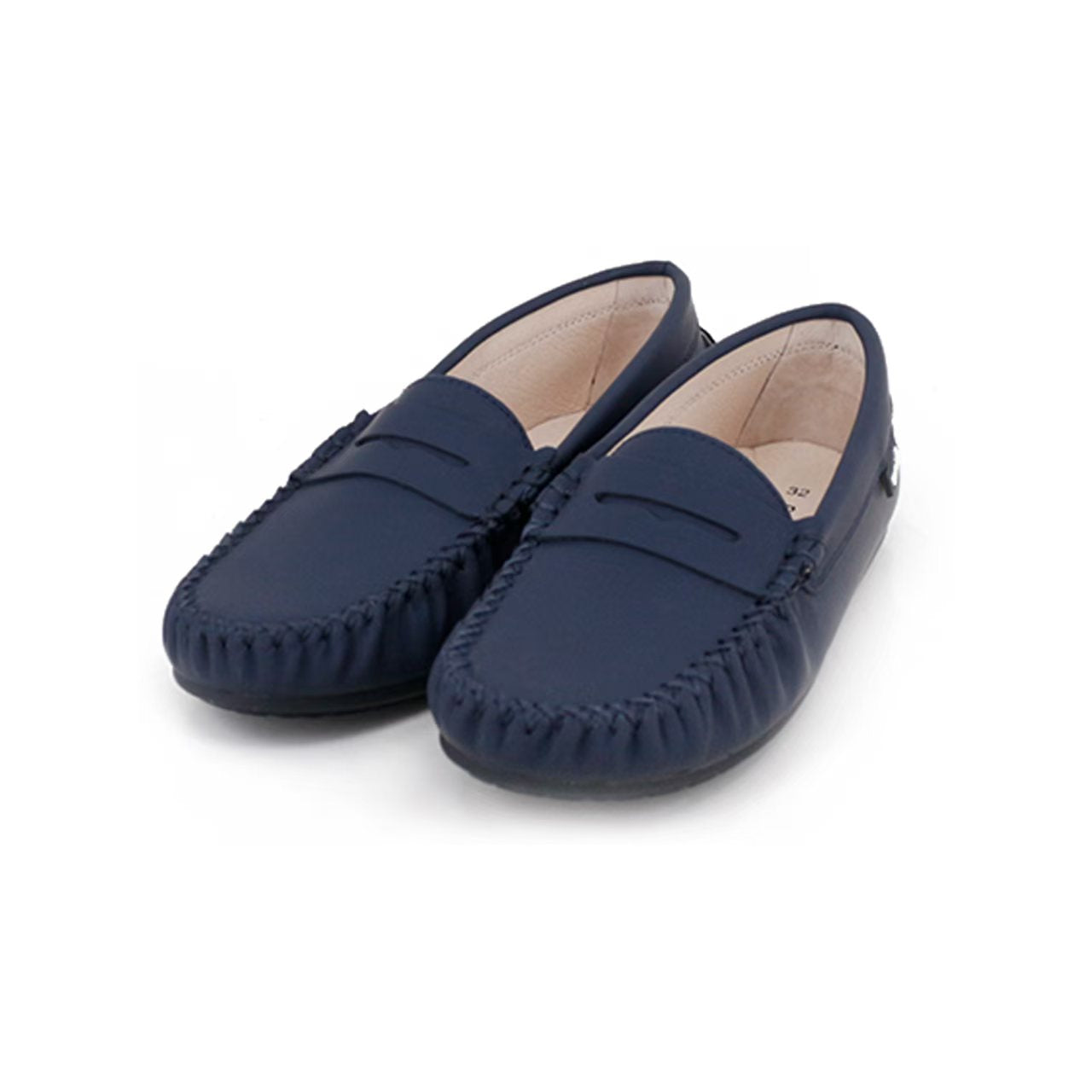 CAMILLE KIDS NAVY LEATHER PENNY LOAFER