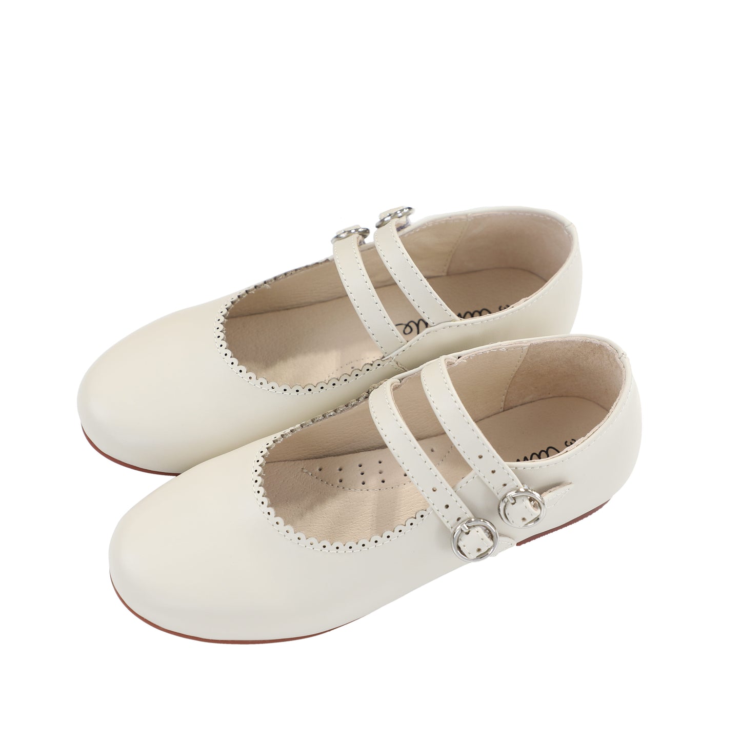 CAMILLE KIDS SAND SCALLOP TRIM DOUBLE BUCKLE SHOE