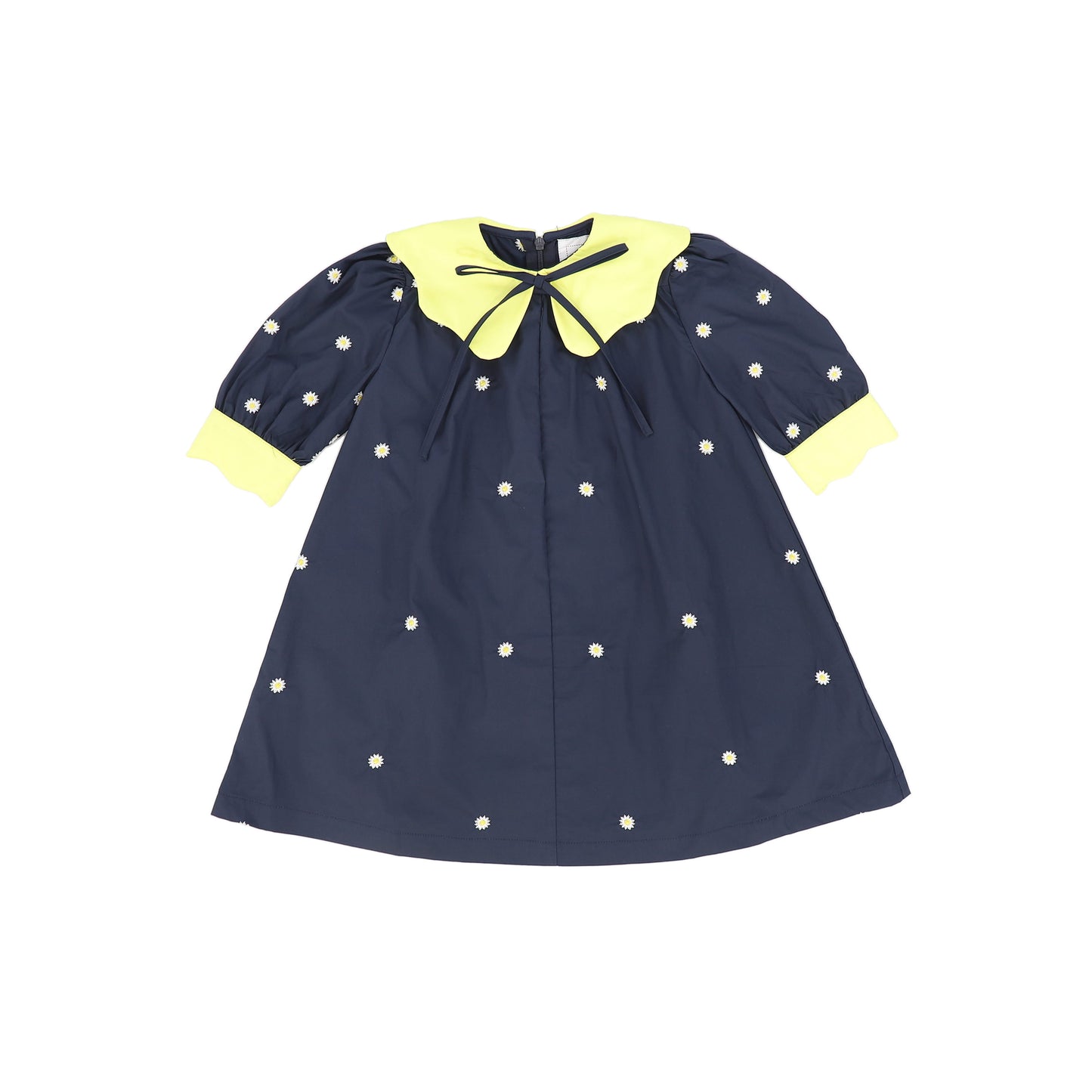JOUET NAVY/YELLOW EMBROIDERED SCALLOP COLLAR DRESS