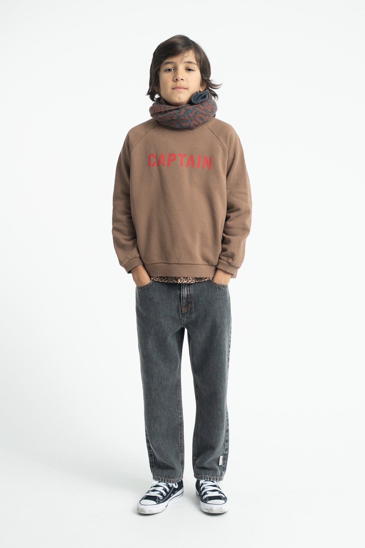 PIUPIUCHICK CHOCOLATE BROWN WORDED SWEATSHIRT