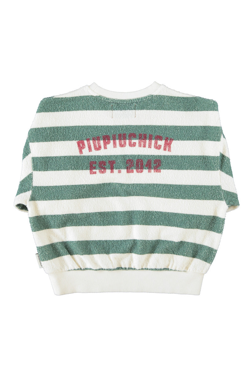 PIUPIUCHICK ECRU/GREEN STRIPED SWEATSHIRT
