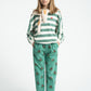 PIUPIUCHICK ECRU/GREEN STRIPED SWEATSHIRT