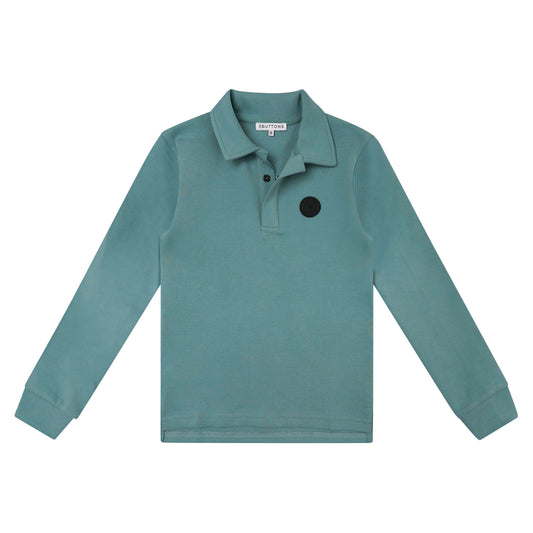 3 BUTTONS OCEAN BLUE POLO SWEATSHIRT
