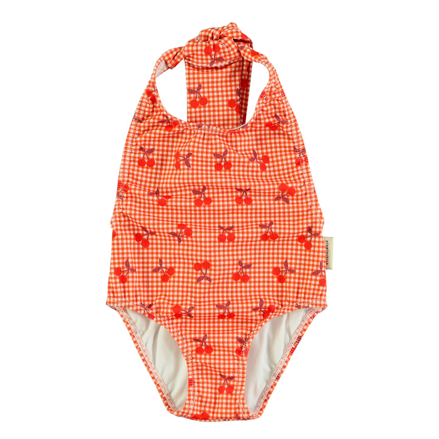 PIUPIUCHICK ORANGE CHECKED CHERRY SWIMSUIT