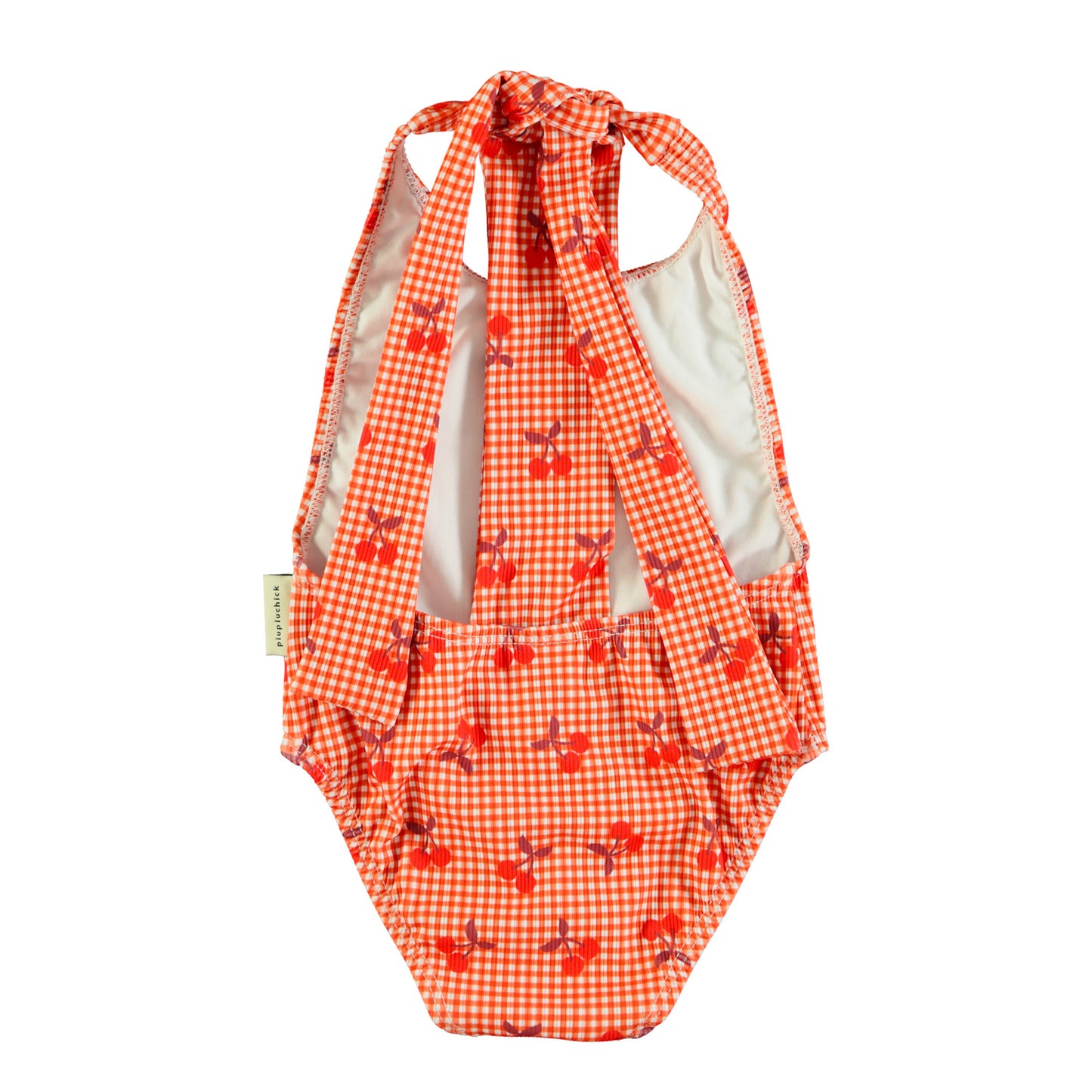 PIUPIUCHICK ORANGE CHECKED CHERRY SWIMSUIT