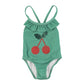 PIUPIUCHICK GREEN CHERRY RIBBED SWIMSUIT