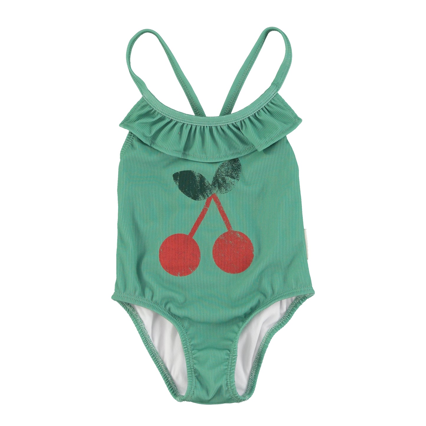 PIUPIUCHICK GREEN CHERRY RIBBED SWIMSUIT