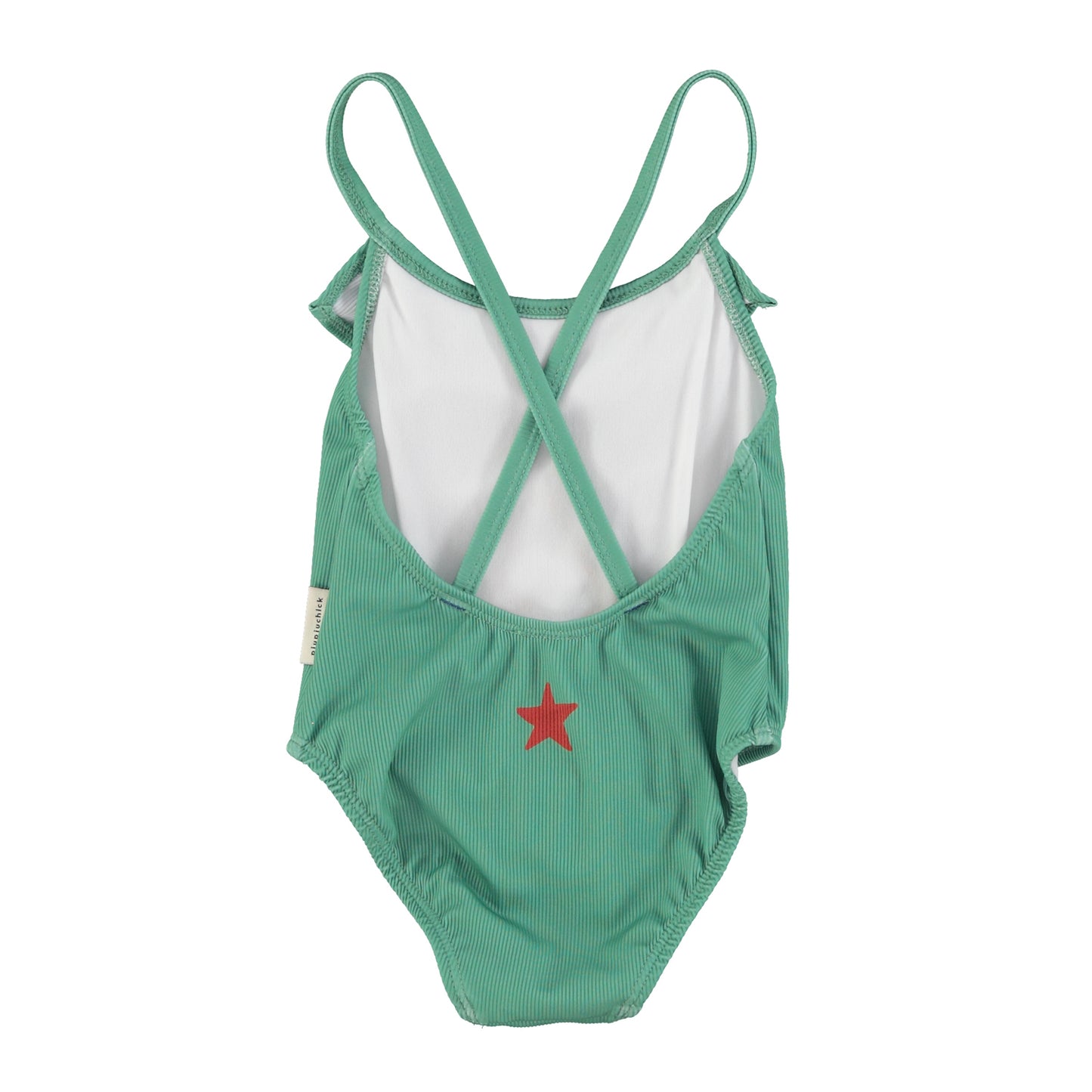 PIUPIUCHICK GREEN CHERRY RIBBED SWIMSUIT