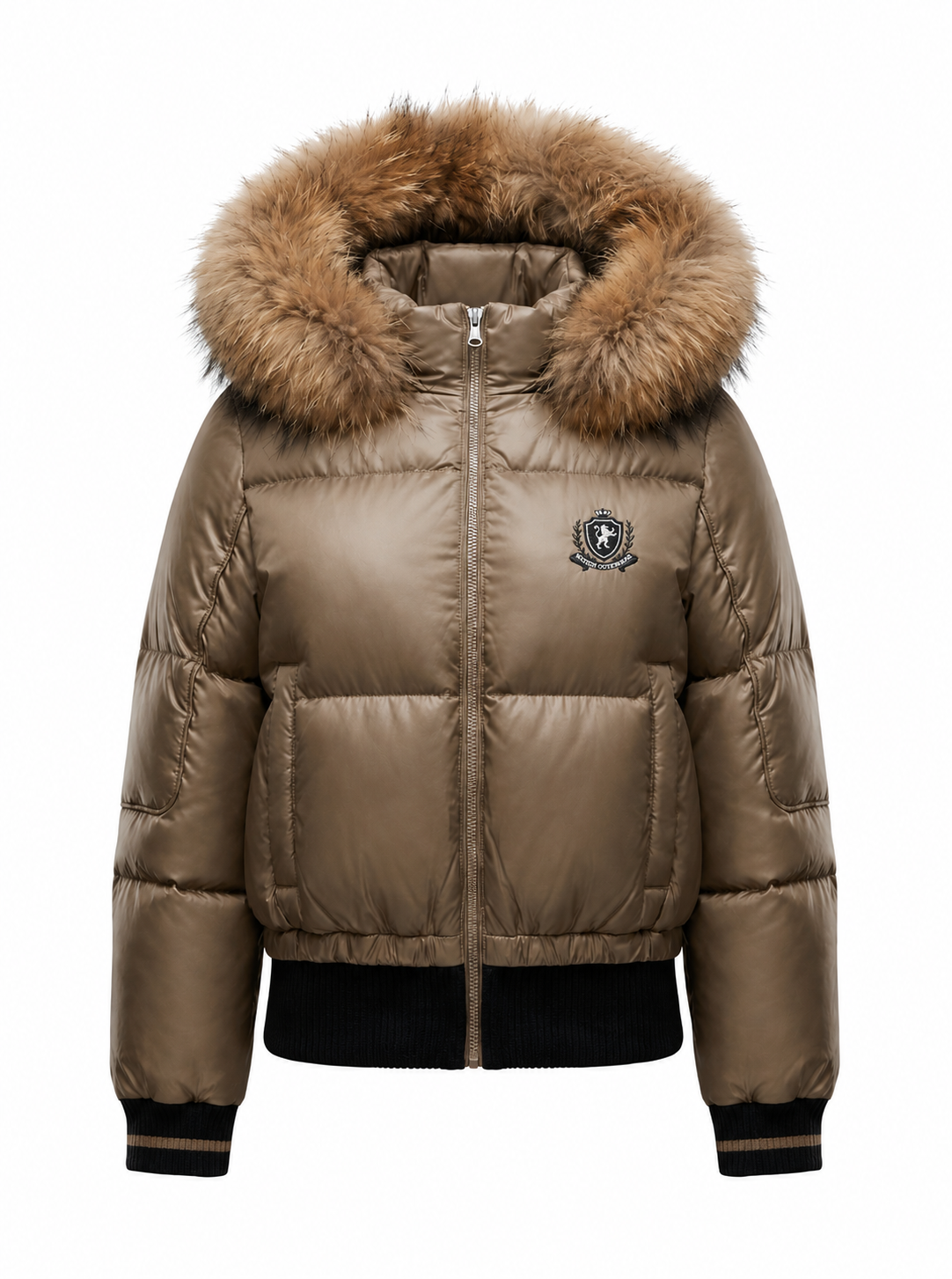 SCOTCH BONNET TAUPE FUR TRIM PUFFER COAT