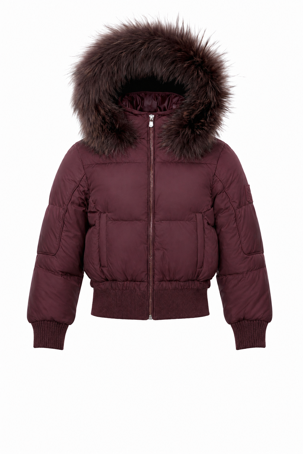 SCOTCH BONNET PLUM FUR TRIM PUFFER COAT