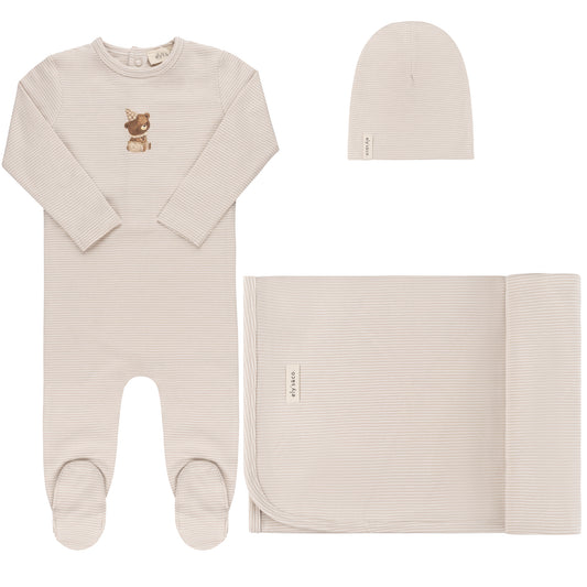 ELY'S & CO TAN STRIPED BEAR PATCH SET