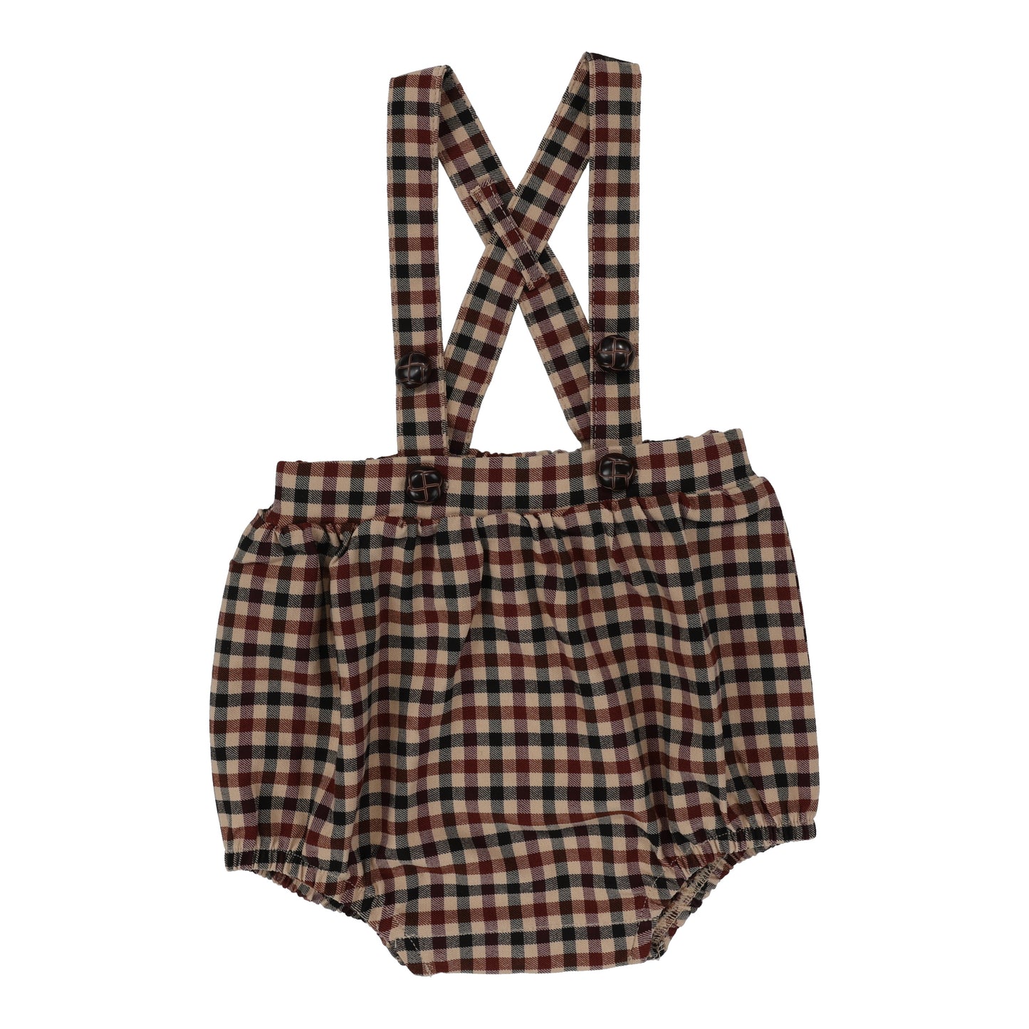 ANALOGIE TAN PLAID SUSPENDER BLOOMER