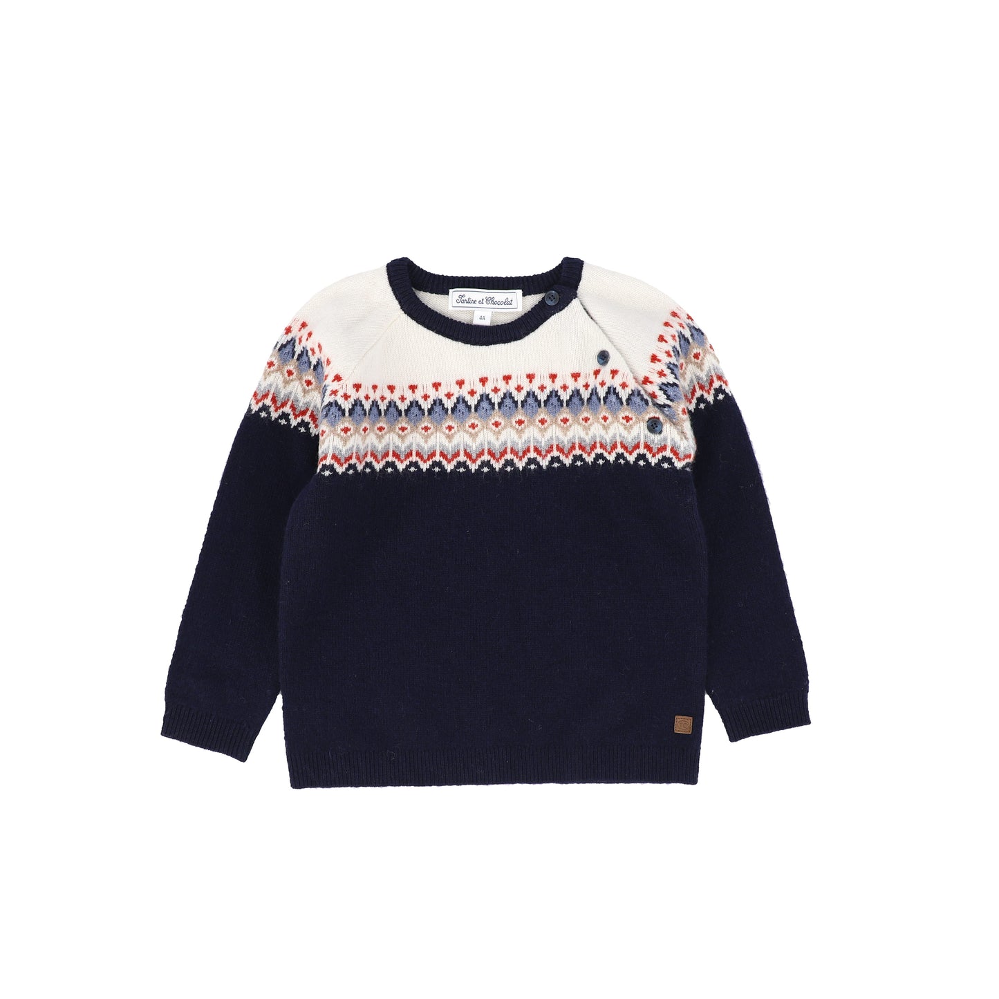 TARTINE ET CHOCOLAT NAVY DESIGN KNIT SWEATER