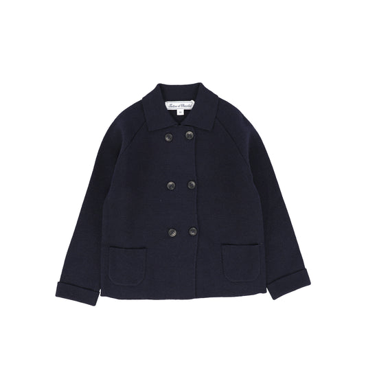 TARTINE ET CHOCOLAT NAVY KNIT BLAZER