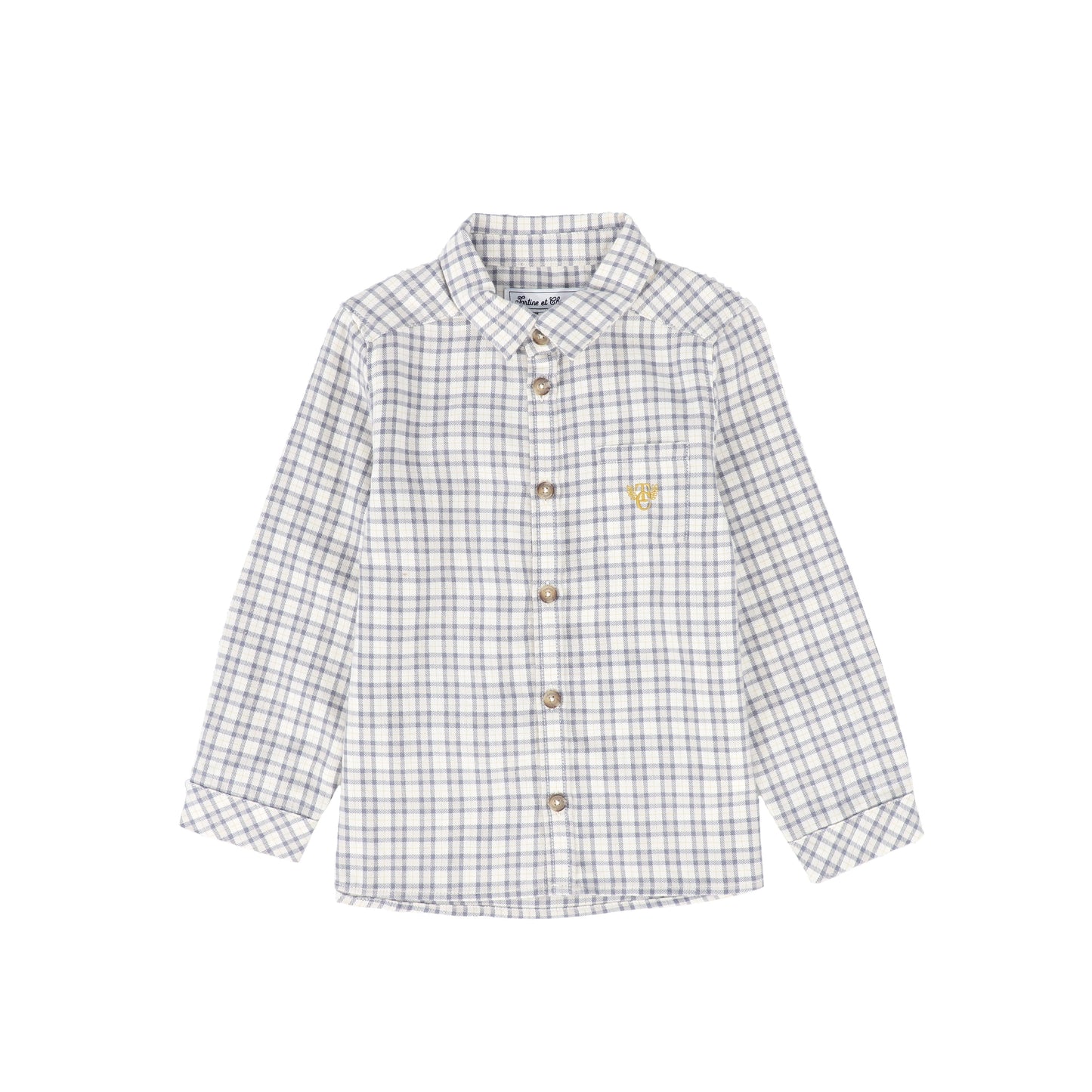 TARTINE ET CHOCOLAT BLUE/WHITE CHECKED COLLAR SHIRT [FINAL SALE]