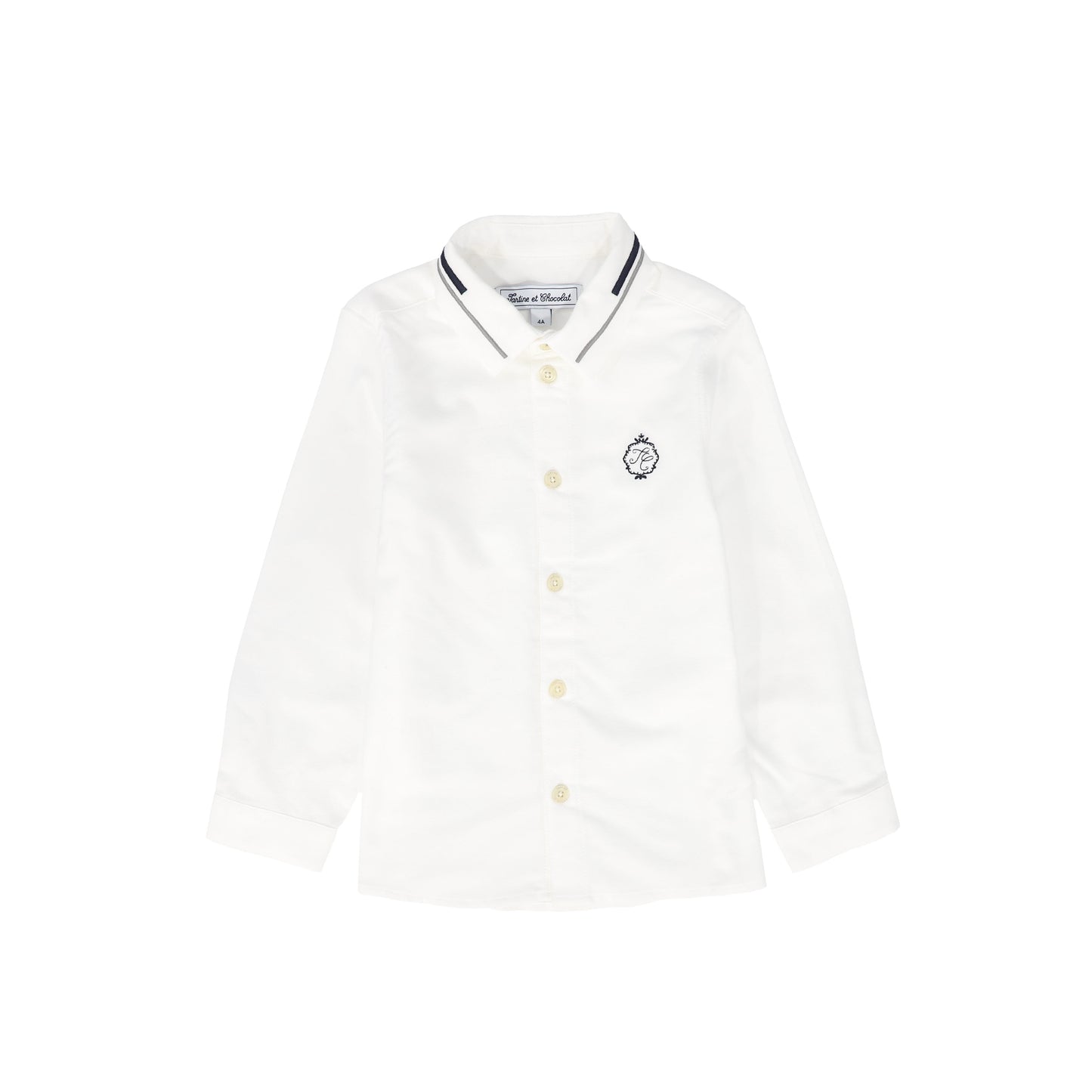 TARTINE ET CHOCOLAT WHITE EMBLEM COLLAR SHIRT