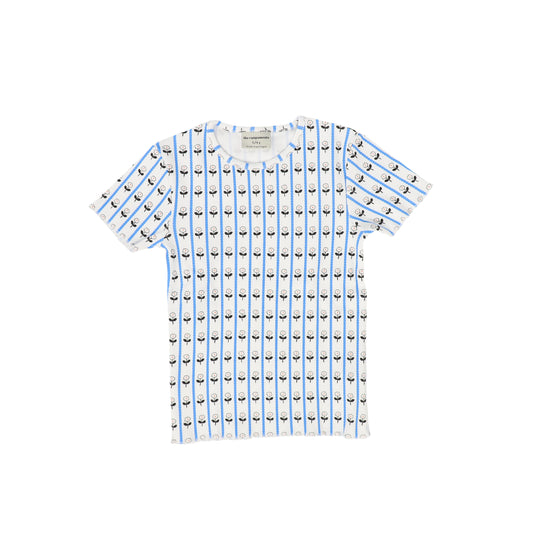 THE CAMPAMENTO BLUE FLORAL RIBBED T-SHIRT