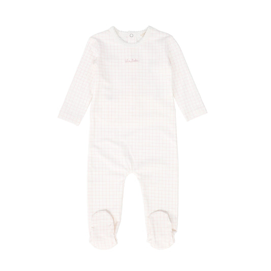 KIPP LIGHT PINK WINDOWPANE FOOTIE