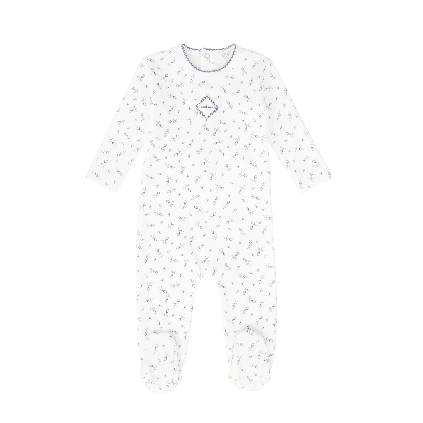KIPP WHITE/BLUE FLORAL EMBLEM FOOTIE