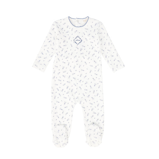 KIPP WHITE/BLUE FLORAL EMBLEM FOOTIE