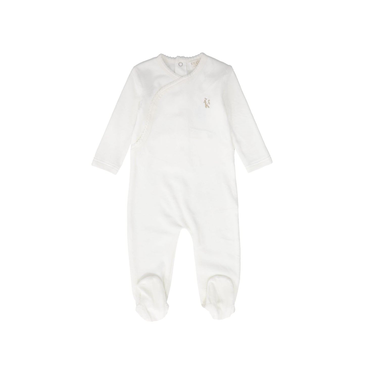 KIPP WHITE/TAUPE VELOUR LOGO FOOTIE