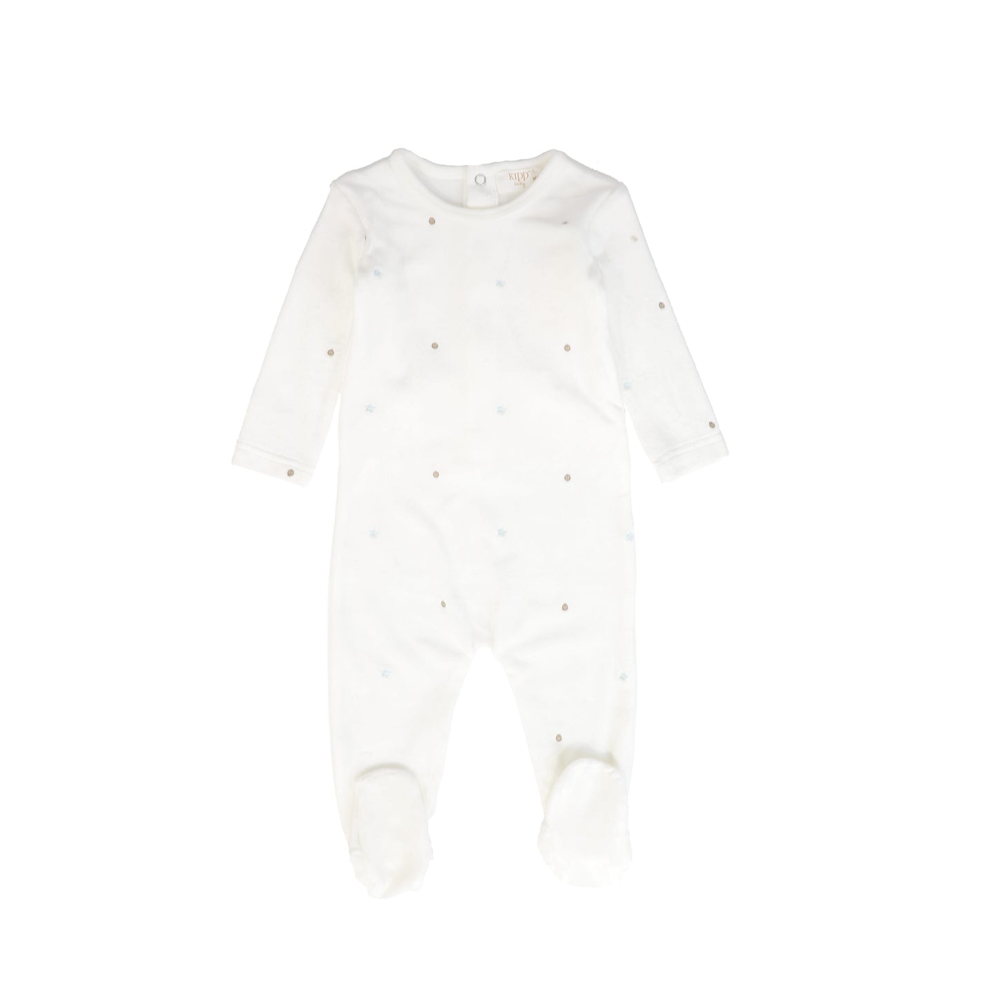 KIPP WHITE/BLUE VELOUR STAR PRINTED FOOTIE