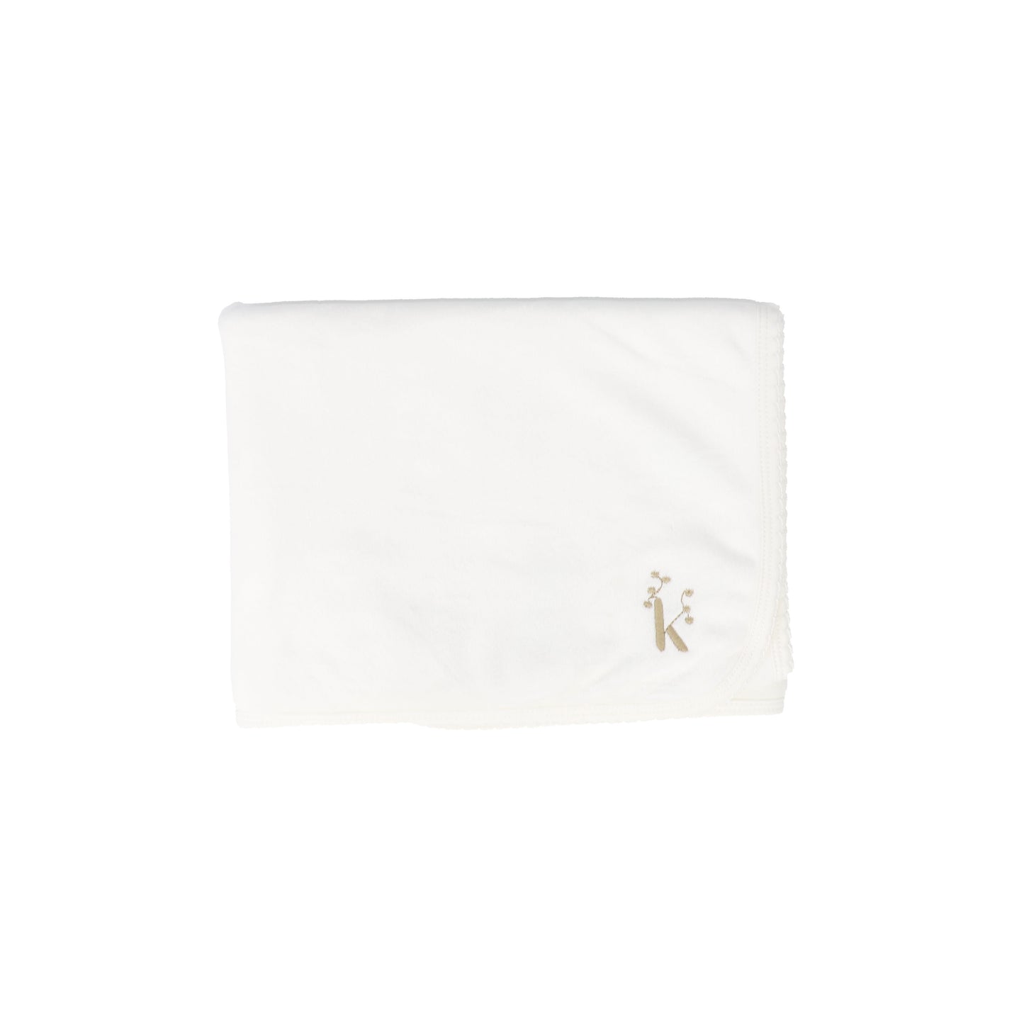 KIPP WHITE/TAUPE VELOUR LOGO BLANKET