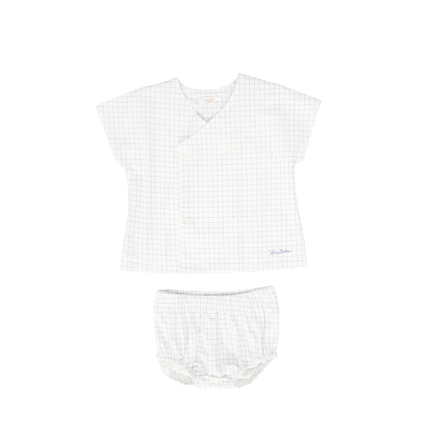 KIPP PALE BLUE WINDOWPANE BLOOMER SET