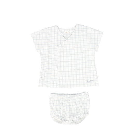 KIPP PALE BLUE WINDOWPANE BLOOMER SET