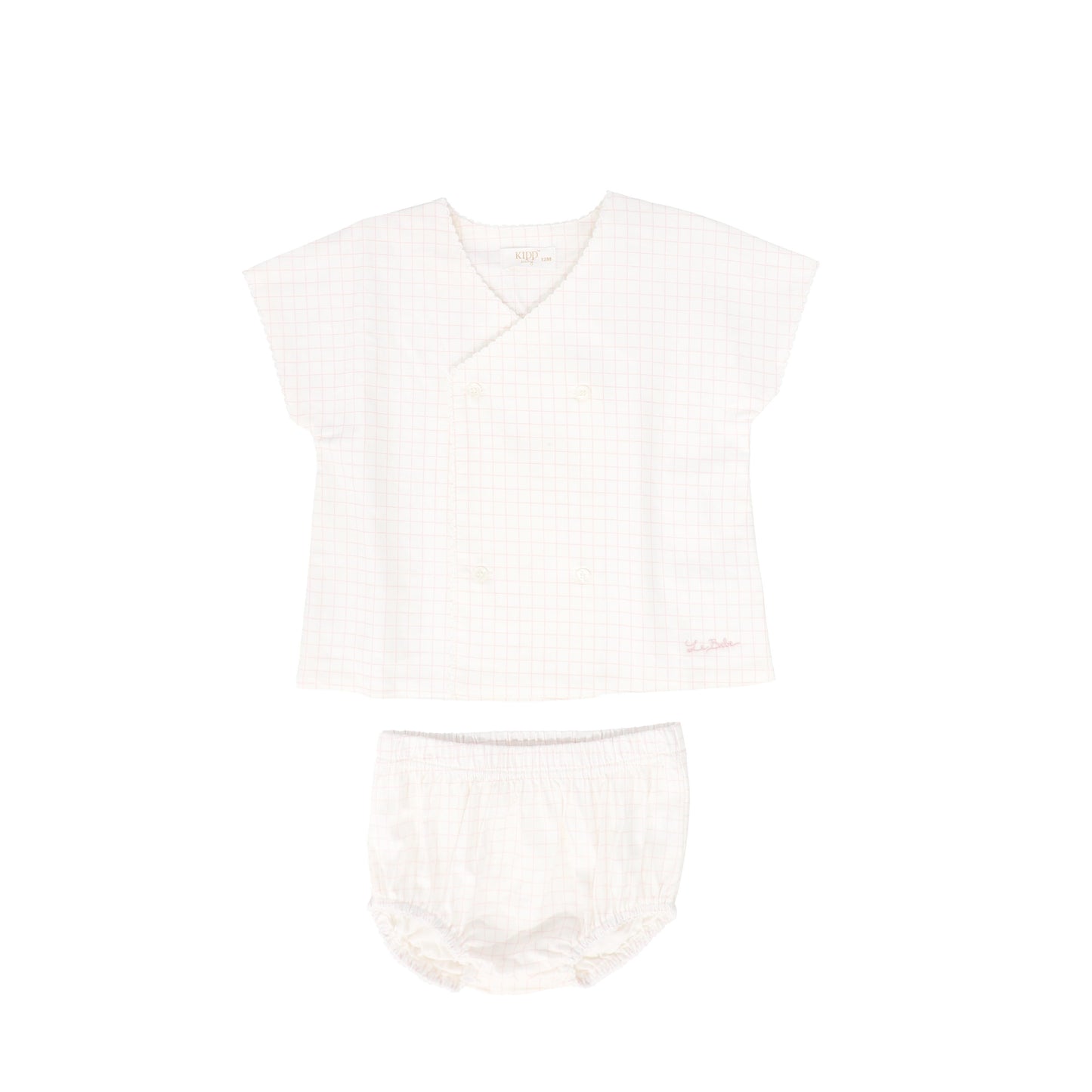 KIPP PALE PINK WINDOWPANE BLOOMER SET