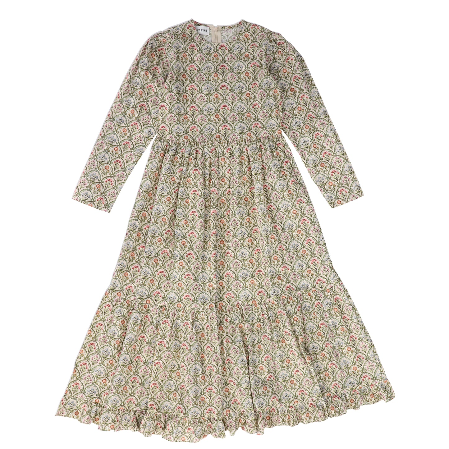 ATELIER PARSMEI GREEN FLOWER PATCH TIERED MAXI DRESS [FINAL SALE]