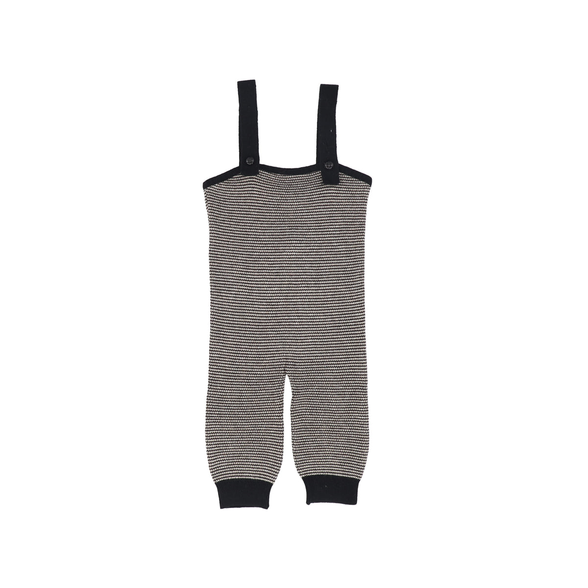 TINY 2 BLACK TEXTURED KNIT OVERALLS